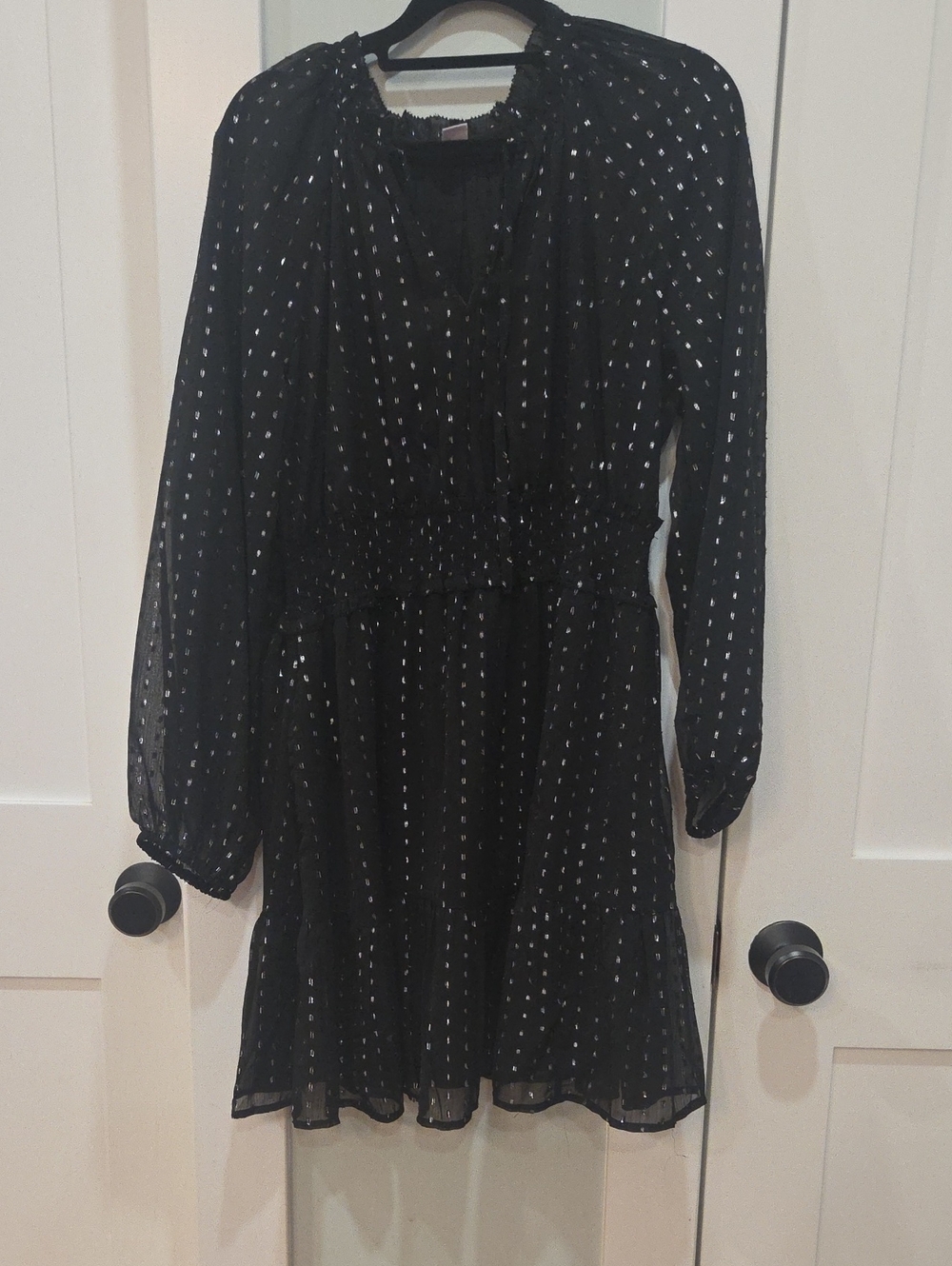 Old Navy Black Sheer Polka Dot Blouse